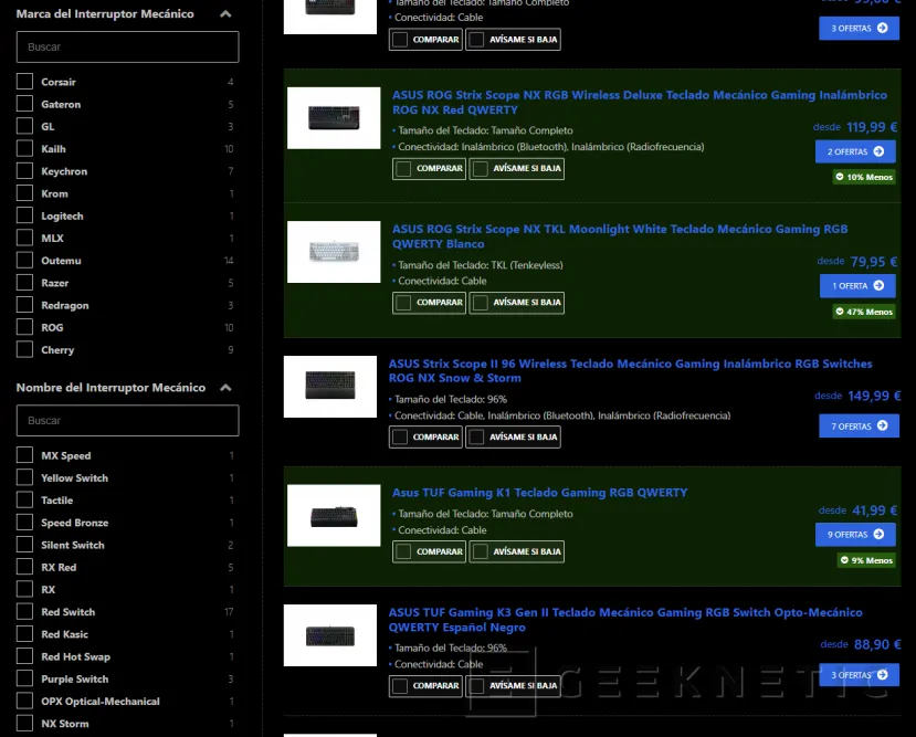 Geeknetic Ya disponible la nueva categoría de Teclados en el Comparador de Precios de Geeknetic 3
