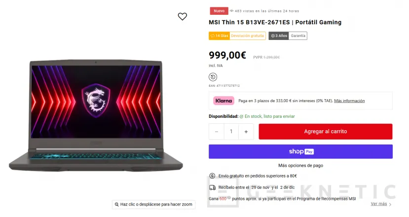 Geeknetic Nuevas ofertas en la tienda MSI con descuentos de hasta el 37% en portátiles monitores y sobremesas 2