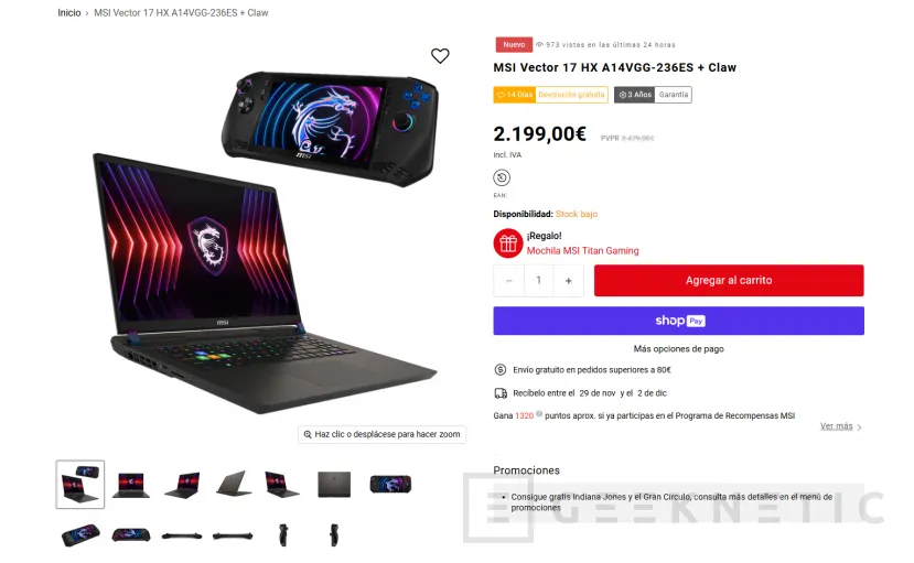 Geeknetic Nuevas ofertas en la tienda MSI con descuentos de hasta el 37% en portátiles monitores y sobremesas 5