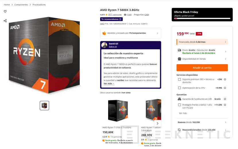 Geeknetic Más ofertas de AMD durante este Black Friday, Ryzen 5 7600X por 205,83 euros 2