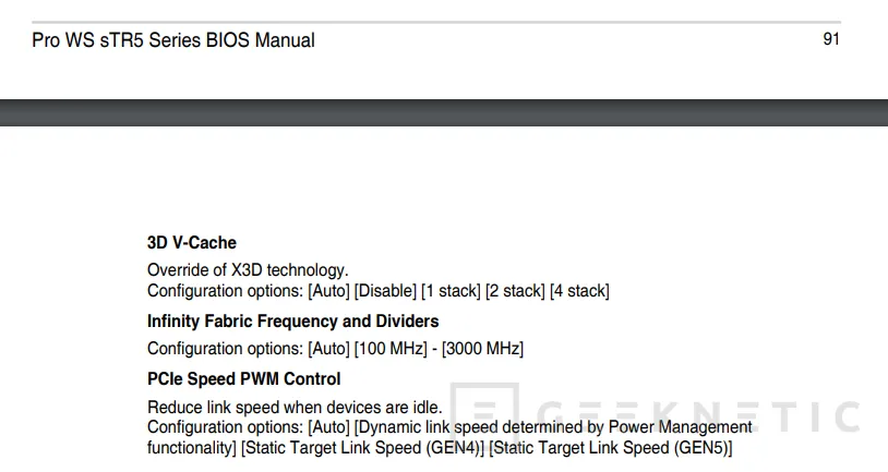 Geeknetic Aparece una opción para procesadores con 3D V-Cache en el manual de la BIOS de una placa ASUS para AMD Threadripper 2