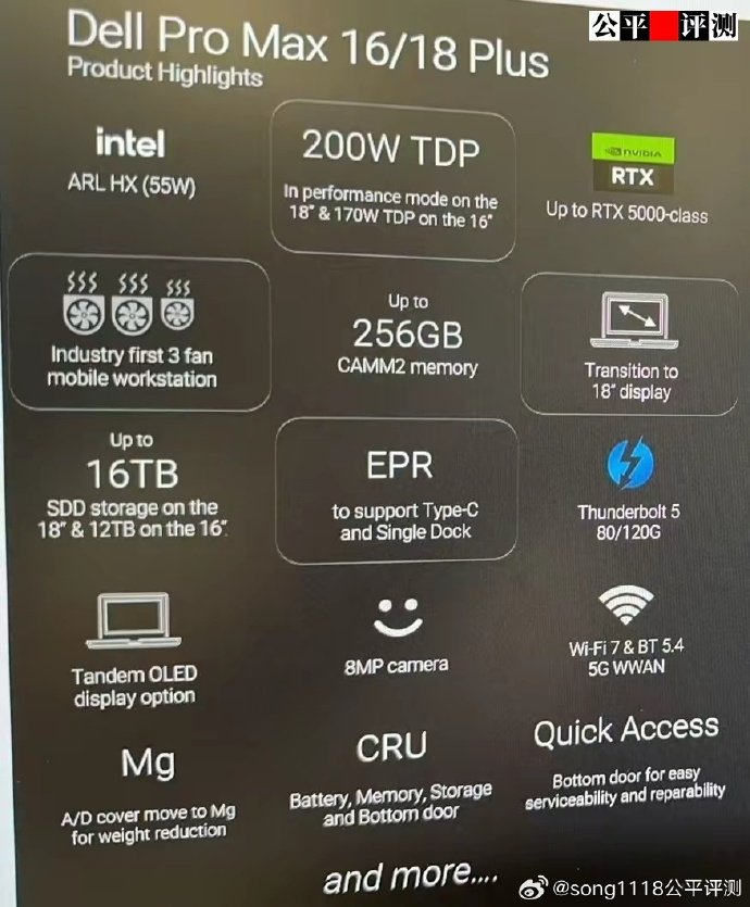 Geeknetic Se filtra el Dell Pro Max 16/18 con procesadores Intel Arrow Lake-H, gráfica NVIDIA RTX 5000 Ada y hasta 256 GB de memoria CAMM2 2
