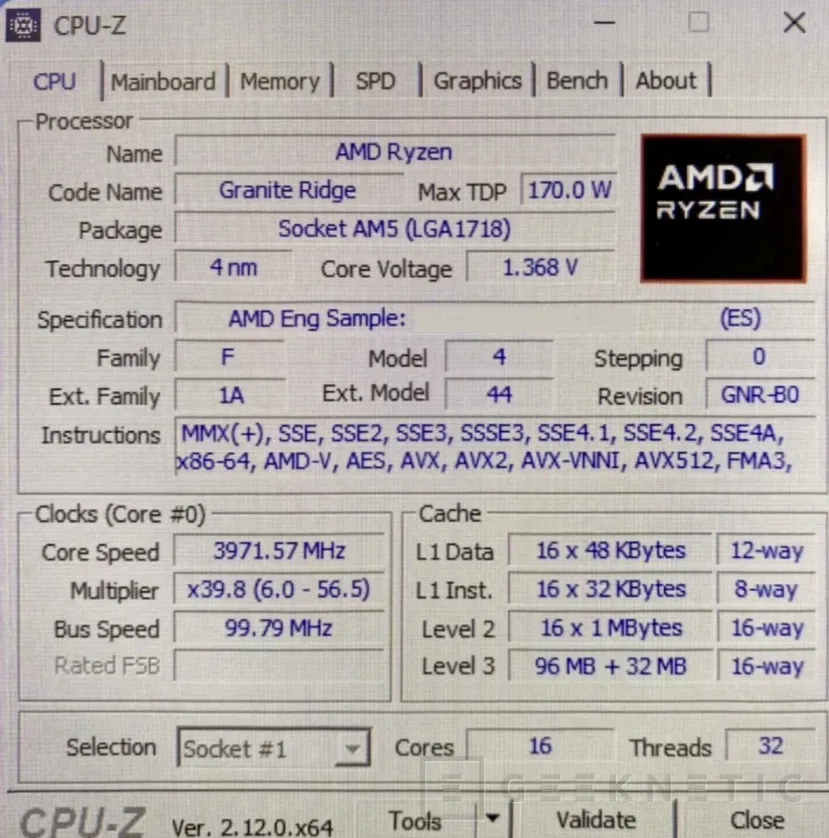 Geeknetic Se filtra captura de CPU-Z del  AMD Ryzen 9 9950X3D con el mismo TDP y velocidades que el Ryzen 9 9950X 1