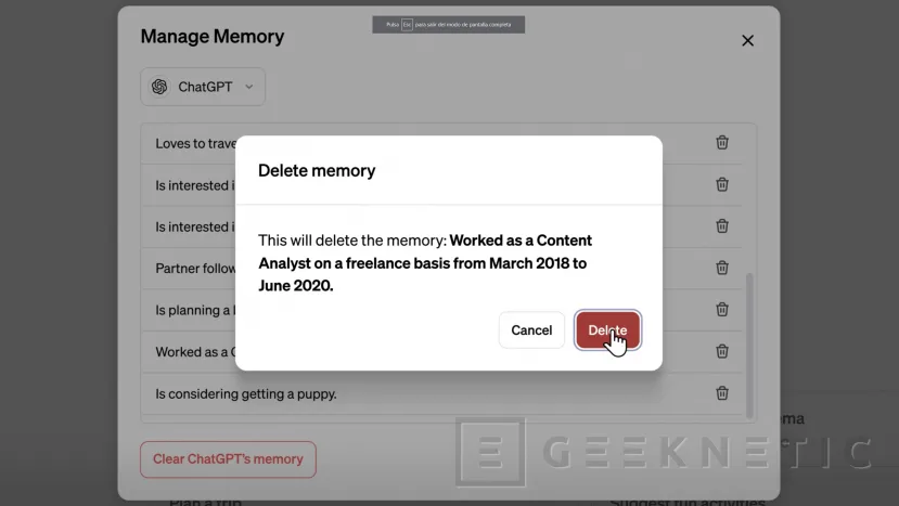 Geeknetic ChatGPT añadirá memoria a su chatbot para ofrecer respuestas personalizadas 3
