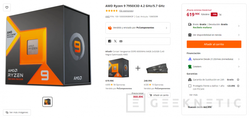 Geeknetic AMD ha rebajado una gran cantidad de procesadores de la serie 5000 y 7000, consigue el Ryzen 9 7950X3D por 619,90 euros 1