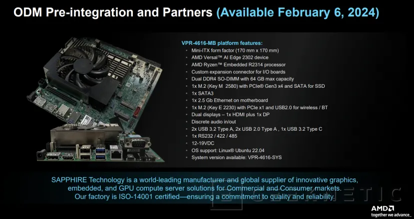 Geeknetic La Arquitectura AMD Embedded+ permite combinar CPUs Ryzen y FPGAs Versal para IA en PCBs Mini-ITX 9