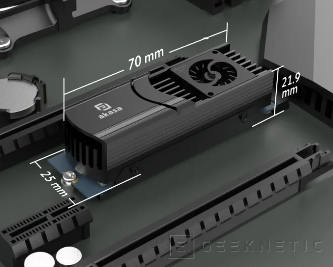 Geeknetic Akasa Gecko Pro LX. Un disipador para SSD con ventilador de turbina a 12.000 RPM  2