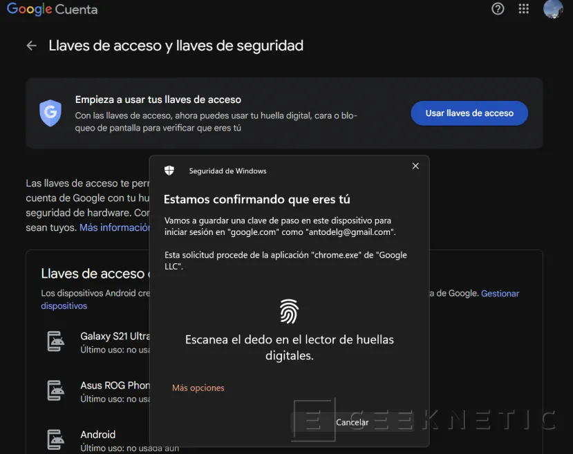 Geeknetic Google ya soporta Windows Hello para entrar a sus cuentas 1