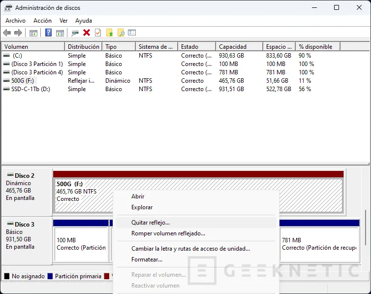 Geeknetic Cómo montar un RAID 1 o espejo desde Windows 2