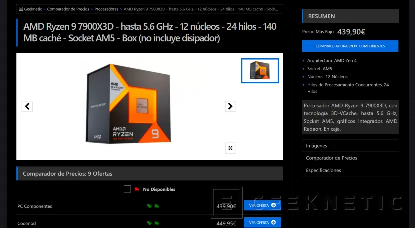 Geeknetic Consigue el AMD Ryzen 9 7900X3D por 439,90 euros 1