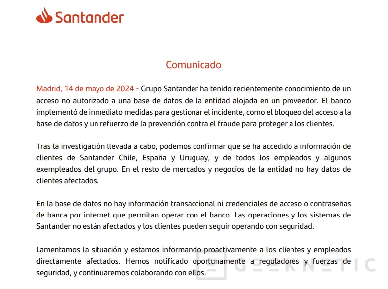 Geeknetic Acceden a datos de clientes y empleados del Banco Santander 1