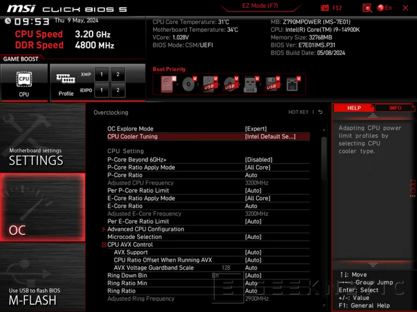 Geeknetic MSI adapta sus placas Z790 de Intel a las especificaciones del fabricante y permite elegir el perfil predeterminado 2