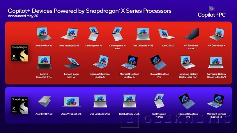 Geeknetic Se han lanzado 20 portátiles con procesadores Qualcomm Snapdragon X Series y la etiqueta Copilot+ PC 1