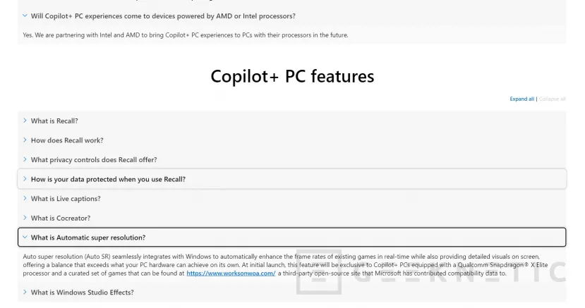 Geeknetic Windows Auto Super Resolution solamente funciona en los Qualcomm Snapdragon X Elite 2