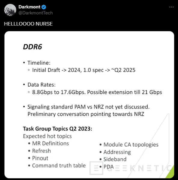 Geeknetic La próxima memoria DDR6 llegará hasta los 21 Gbps, el primer borrador con las especificaciones estará disponible este año 1