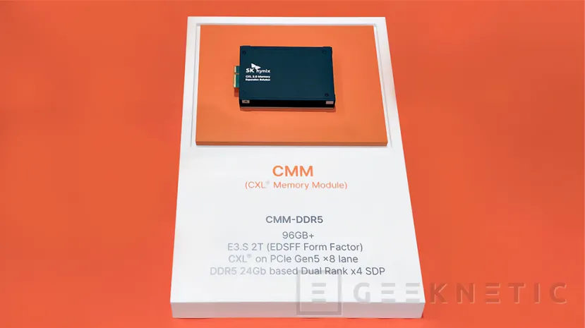 Geeknetic SK Hynix ha mostrado sus memorias CXL-Double Rate 5 (CMM-DDR5) con un ancho de banda de hasta un 50% superior al DDR5 3