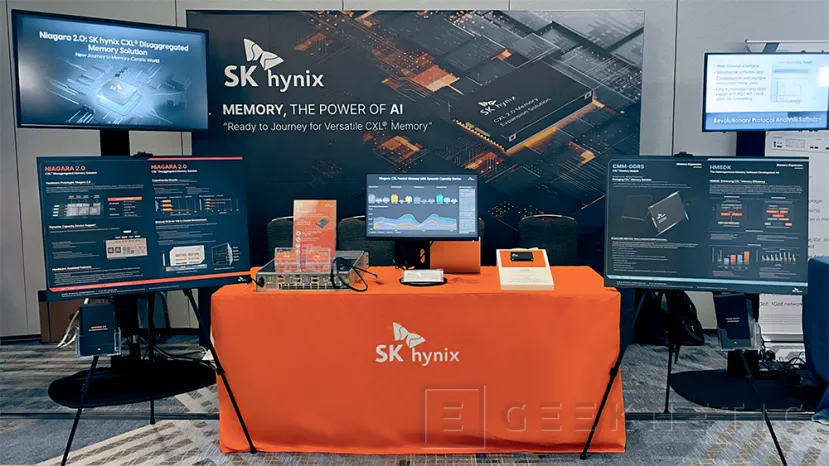 Geeknetic SK Hynix ha mostrado sus memorias CXL-Double Rate 5 (CMM-DDR5) con un ancho de banda de hasta un 50% superior al DDR5 1