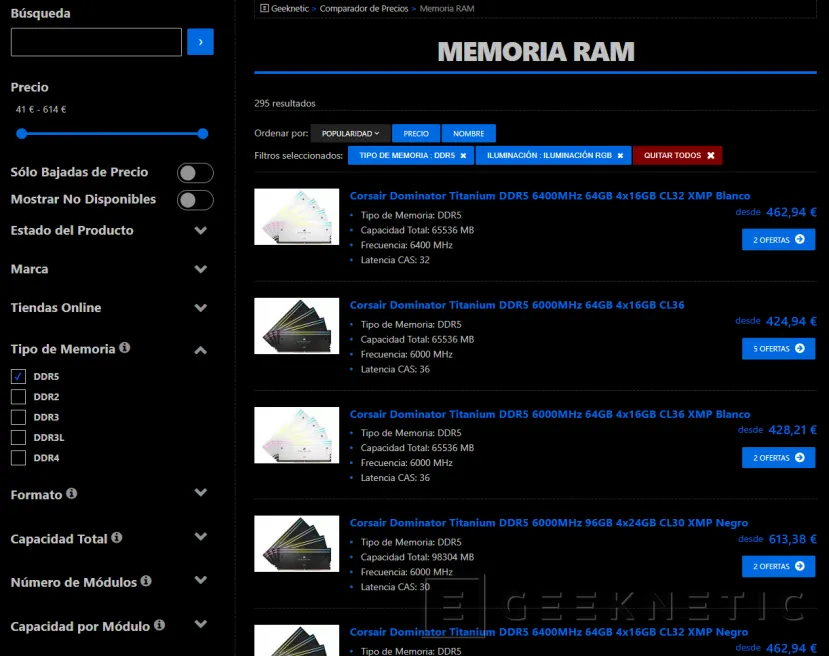 Geeknetic Consigue Memoria RAM al mejor precio: Nueva categoría en nuestro Comparador de Precios 1