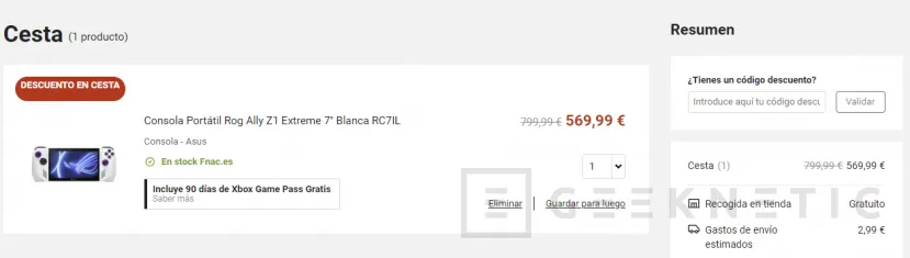 Geeknetic La ASUS ROG Ally con el Ryzen Z1 Extreme está de oferta en la Fnac por 569,99 euros 2