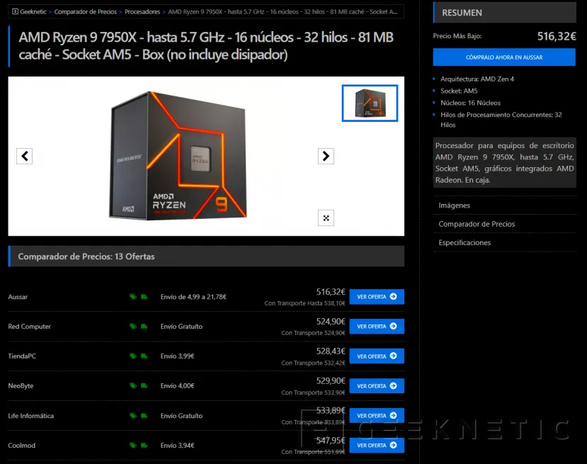 Geeknetic Consigue el tope de gama AMD Ryzen 9 7950X3D desde 589,04 euros 2