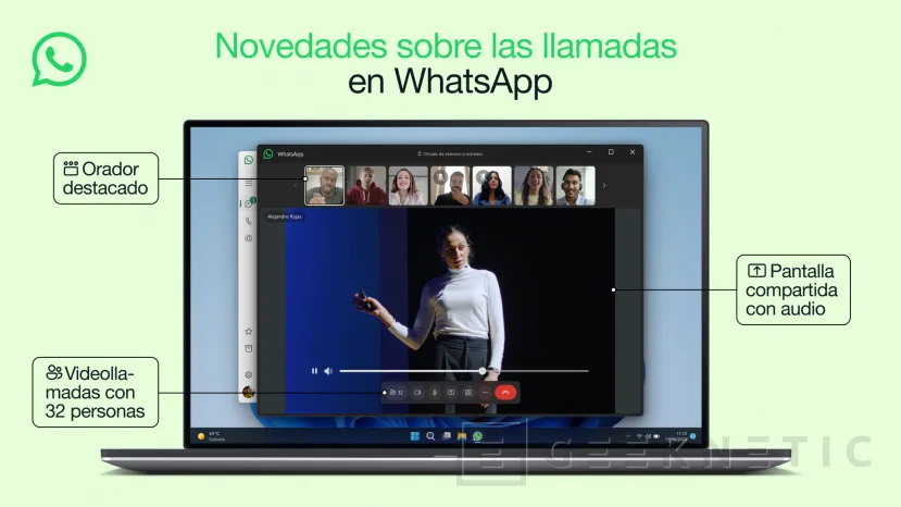 Geeknetic WhatsApp añade audio compartido al compartir pantalla, videollamadas de 32 usuarios y Orador Destacado a su App 1