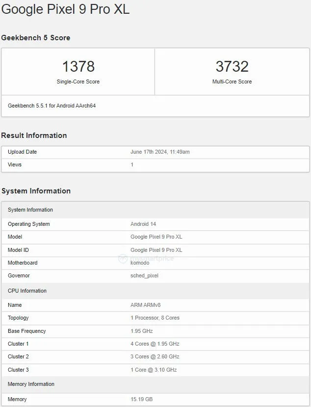 Geeknetic Aparece el Google Pixel 9 y Pixel 9 Pro XL en Geekbench con 8 y 16 GB de RAM respectivamente y el Tensor G4 1