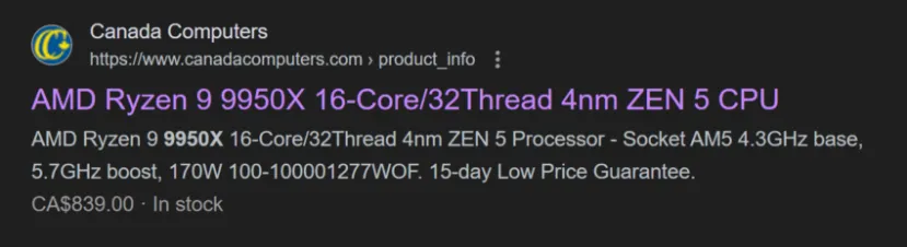 Geeknetic Visto en Canadá el AMD Ryzen 9 9950X por 689 euros al cambio 2