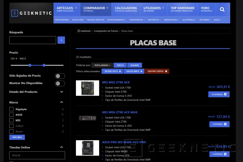 Geeknetic Los mejores precios en Placas Base: Estrenamos categoría en nuestro Comparador de Precios 1