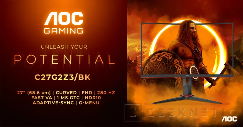 Geeknetic AOC lanza un monitor de su serie para Gaming AGON con panel curvo, 27 pulgadas, QHD y 280 Hz por 239 euros 1