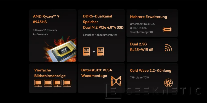 Geeknetic New MiniPC Minisforum UM890 Pro with the Ryzen 9 8945H with up to 96 GB of RAM from 549 euros 2