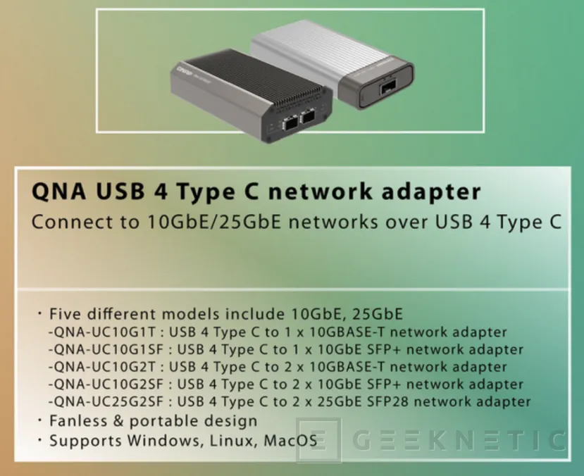 Geeknetic Up to 25 Gbps on the new QNAP 2 QNA USB 4 Ethernet external cards