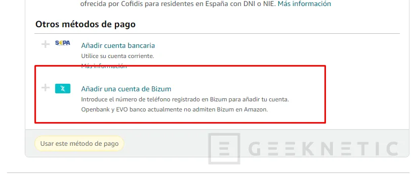 Amazon ya permite pagar con Bizum