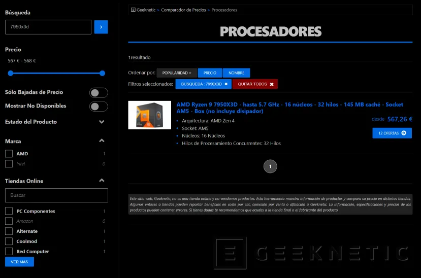 Geeknetic El AMD Ryzen 9 7950X3D con 16 núcleos, 32 hilos y 128 MB de Caché L3 cae hasta los 570 euros 1