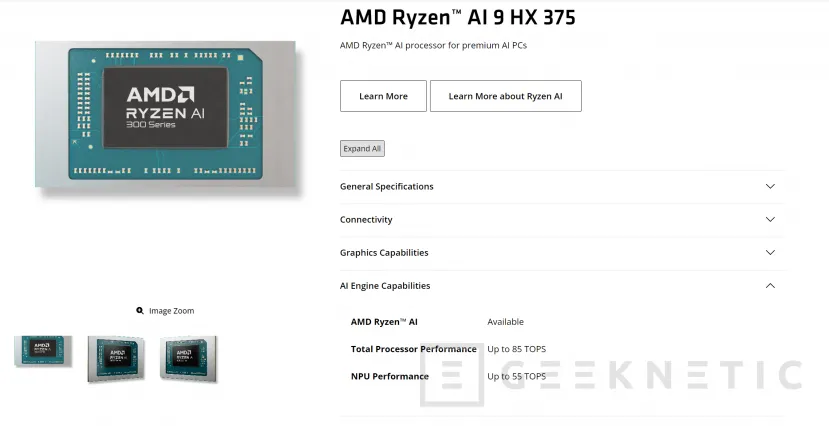 Geeknetic El Nuevo AMD Ryzen AI 9 HX375 ha sido confirmado por AMD con una potencia de 55 TOPS en su NPU y 85 TOPS en total 2