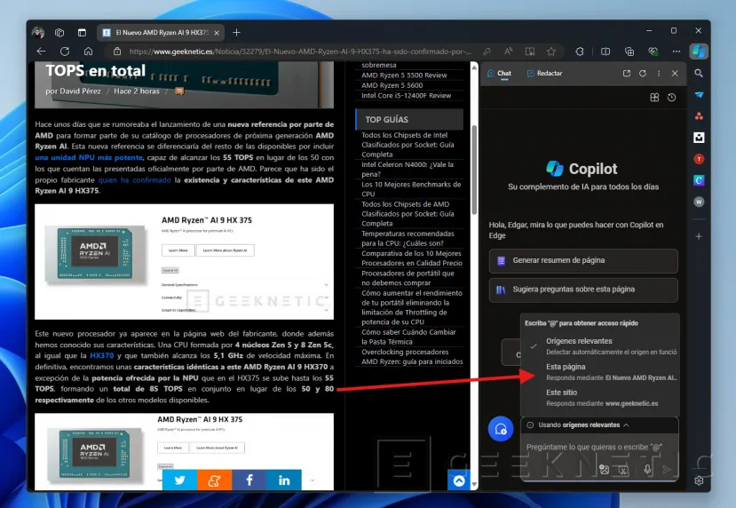 Geeknetic IA de Copilot en Microsoft Edge: cómo usarla y trucos para sacarle partido 7