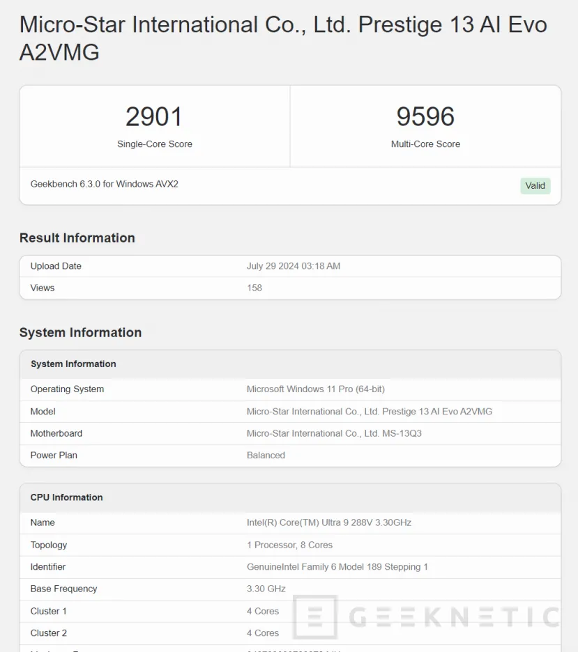 Geeknetic El Intel Core Ultra 288V supera en el test de un solo núcleo de Geekbench al AMD Ryze AI 9 HX 370 1