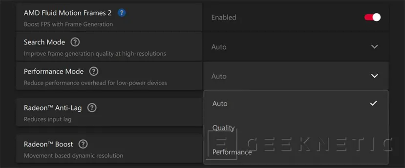 Geeknetic AMD presenta Fluid Motion Frames 2 con mejoras optimizadas con IA, mayor rendimiento y otras opciones 2