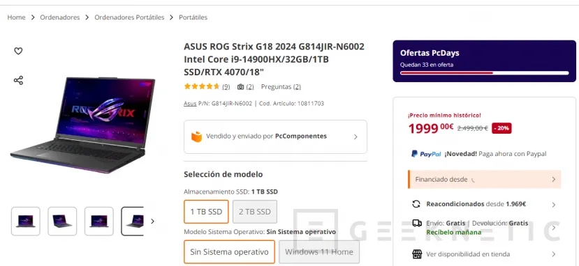 Geeknetic ASUS ROG Strix G18 2028 con Core i9-14900HX y RTX 4070 de oferta por 1.999 euros 1