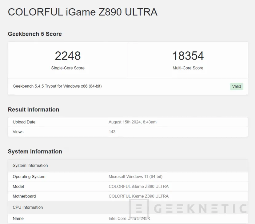 Geeknetic Filtrados algunos datos de los Intel Core Ultra 7 265KF y Core Ultra 5 245K en Geekbench 2