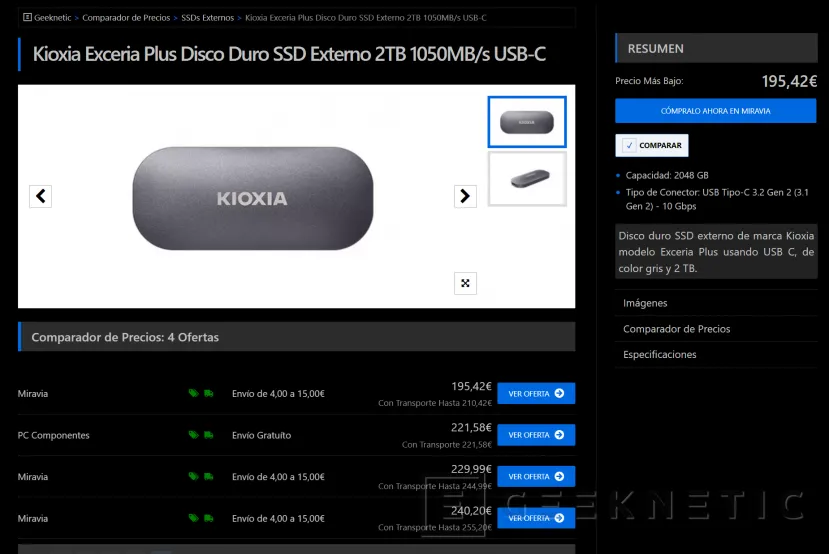 Geeknetic Añadimos nueva categoría de Discos SSD Externos a nuestro Comparador de Precios de Geeknetic 2