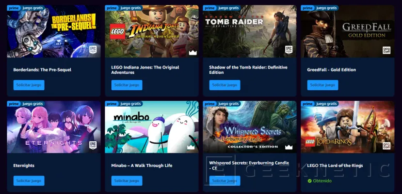 Geeknetic Consigue Gratis Lego Indiana Jones y Borderlands The Pre-Sequel! entre otros con Amazon Prime Gaming 1