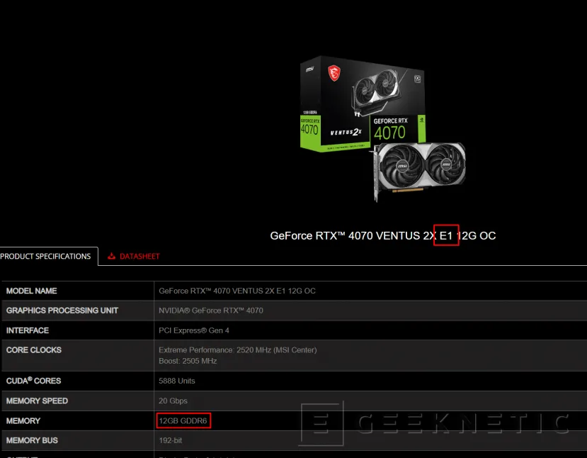 Geeknetic MSI lanza 4 nuevos modelos de la NVIDIA RTX 4070 con memoria GDDR6 bajo su gama Ventus 2X y 3X 1
