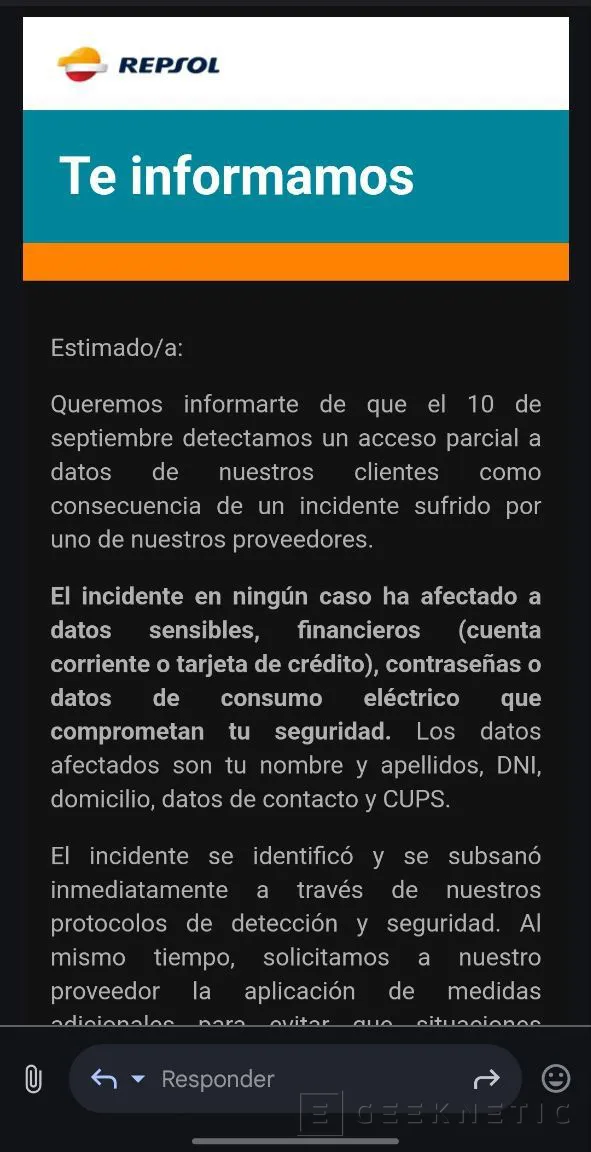 Geeknetic Filtrados los nombres, DNIs, direcciones, datos de contacto y CUPS de clientes de Repsol 1