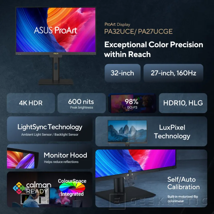 Geeknetic ASUS presenta nuevos monitores PorArt para creativos con resoluciones de hasta 5K, autocalibración y Delta E&lt;1 1