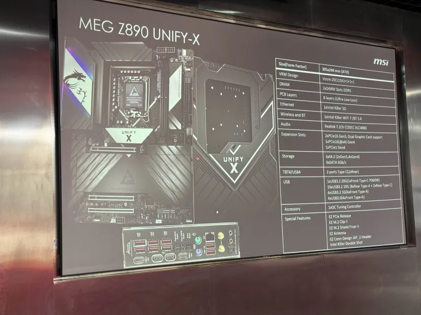 Geeknetic Leaked data of the MSI MEG Z890 Unifiy-X board with Intel Killer 5 Gbps network card and WiFi 7.1