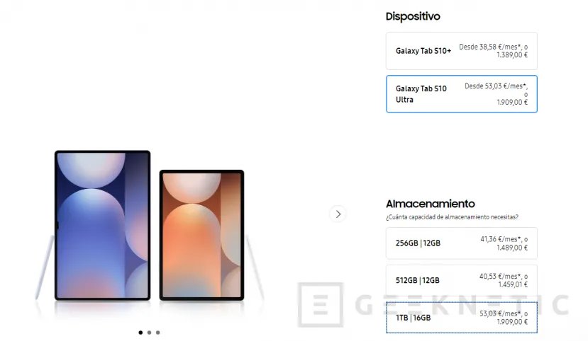 Geeknetic Samsung quiere que pagues hasta 1.909 euros por sus nuevas Galaxy Tab S10 Ultra con MediaTek Dimensity 9300+ 2