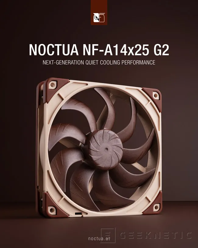 Geeknetic Nuevos ventiladores Noctua 14 NF-A14x25 G2 con motor etaPERF y tecnología Smooth Commutation 1