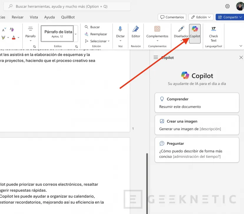 Geeknetic La IA de Copilot llega a Microsoft Office: Te contamos cómo usarlo 7