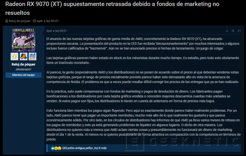 Geeknetic Las AMD Radeon RX 9070 Series habrían retrasado su presentación ante unos inesperados precios de las NVIDIA RTX 5070 Series 1