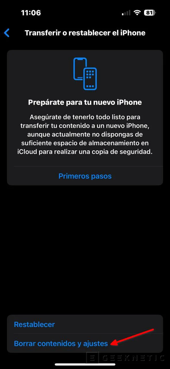 Geeknetic Cómo Formatear un iPhone para borrar todos los datos 5